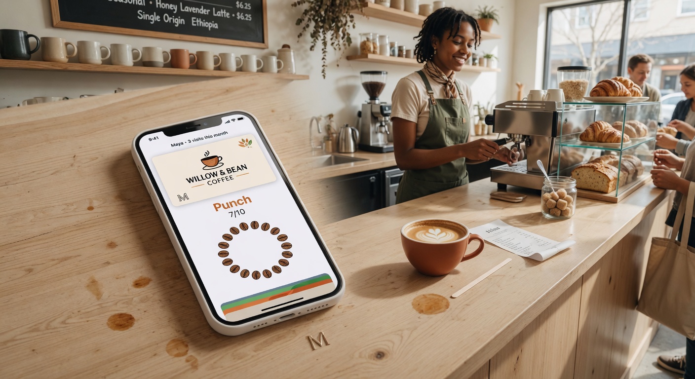 Paper punch cards vs digital wallet passes comparison diagram