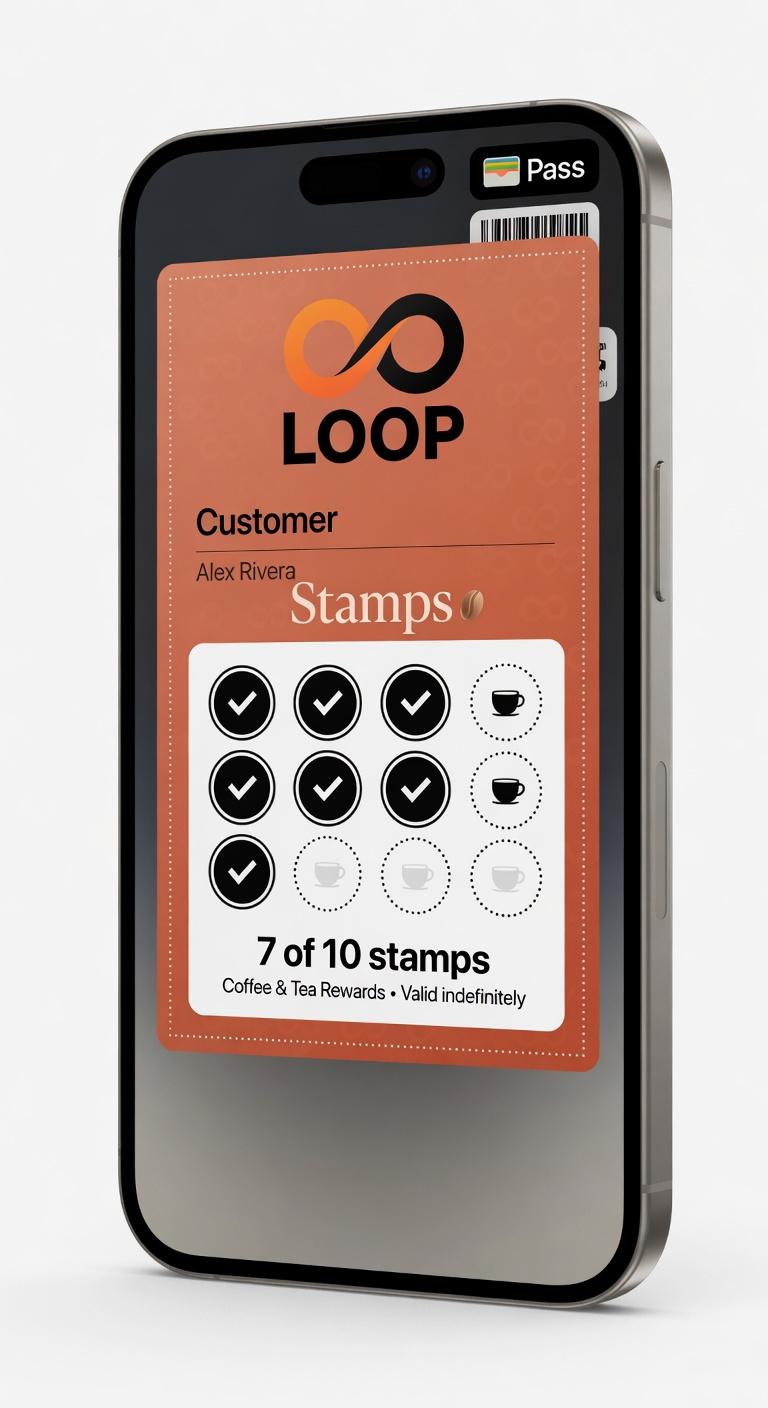 Real LOOP wallet passes on iPhone in everyday shop settings