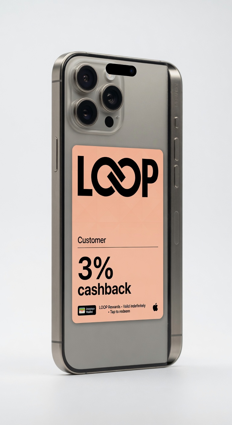 Real LOOP wallet passes on iPhone in everyday shop settings