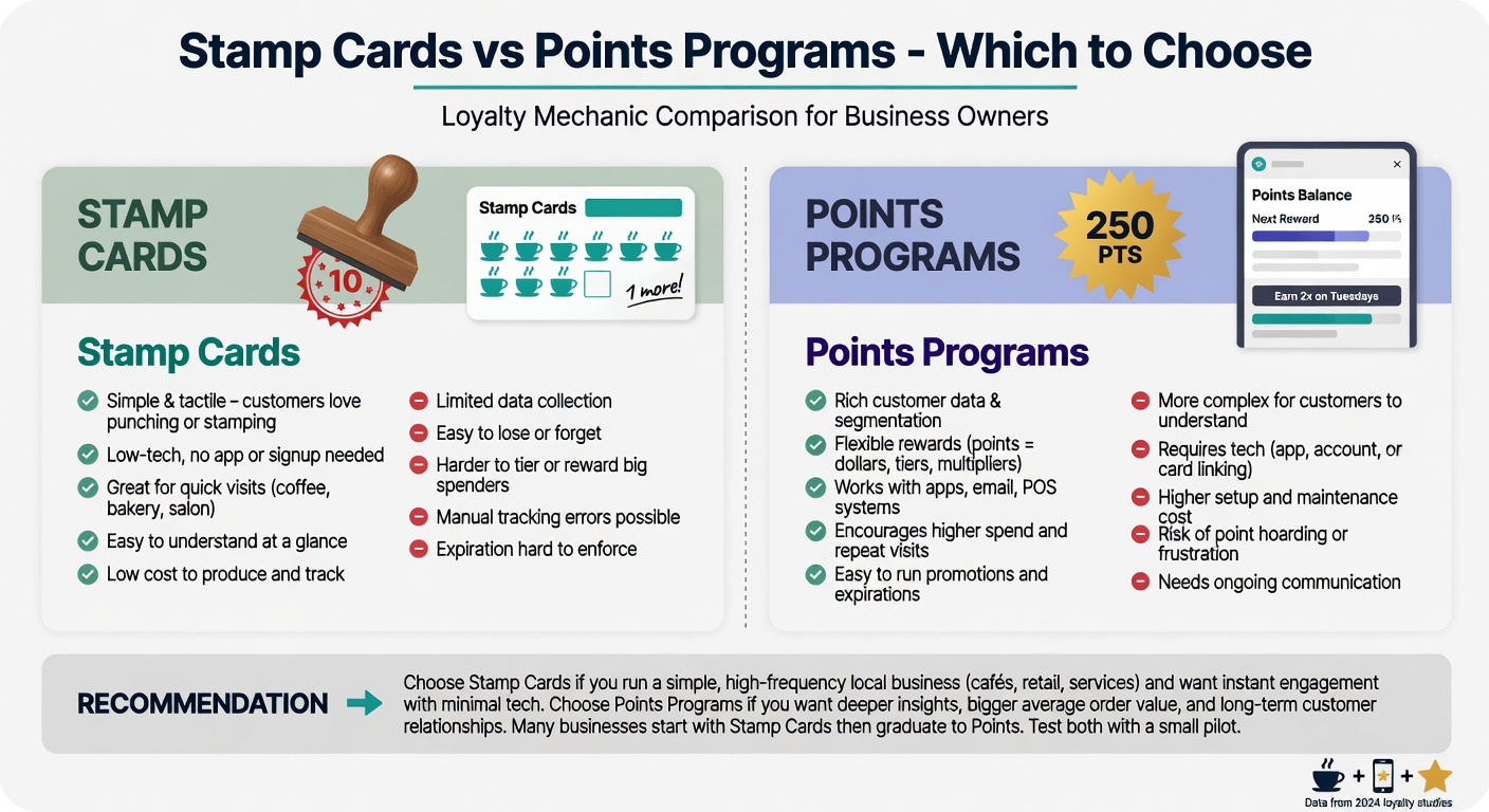 Stamp Cards vs Points Programs comparison diagram